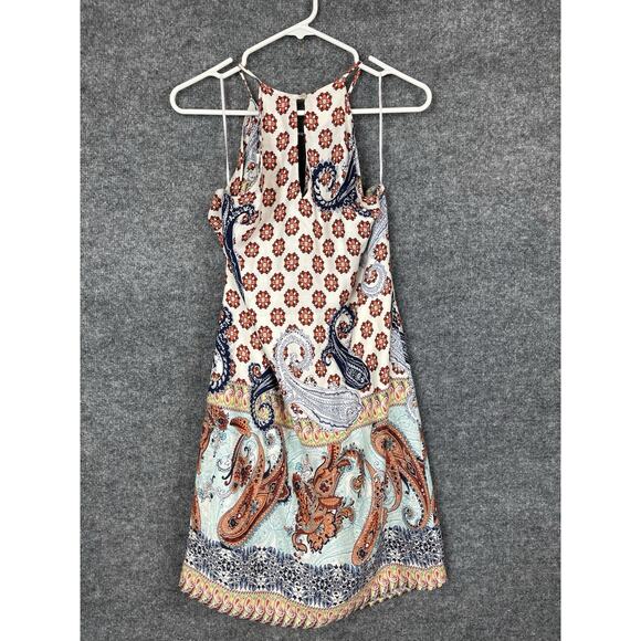 Renee C. Sun Dress Women's S/M Sleeveless Haulter Multi color Paisley Print Mini - Picture 6 of 10